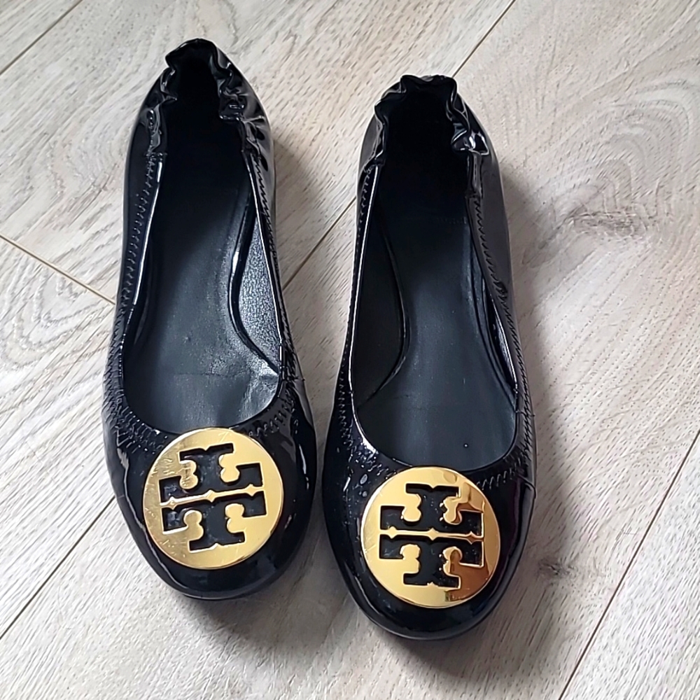 Tory Burch black patent ballet flats sz 8